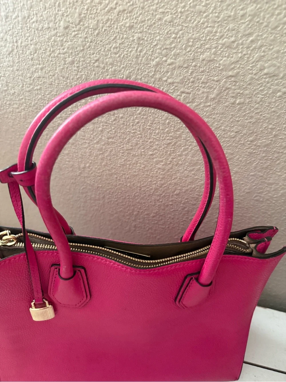 Vintage Michael Kors Pink Leather Satchel w/ Gold Hardware! Very well loved.
